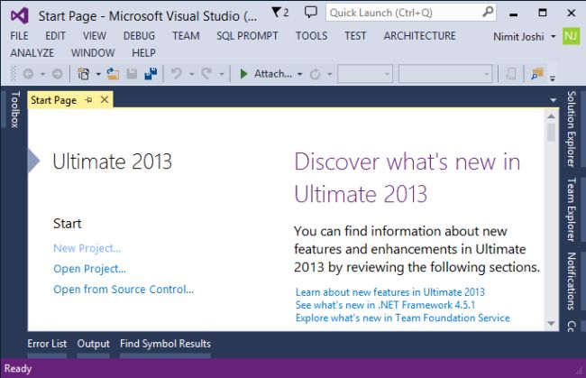 Creating New Project in VS 2013